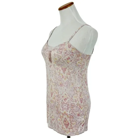 Vintage Intimately Free People Pink & Yellow Paisley Empire Waist Cami Top Y2K - Picture 4 of 12